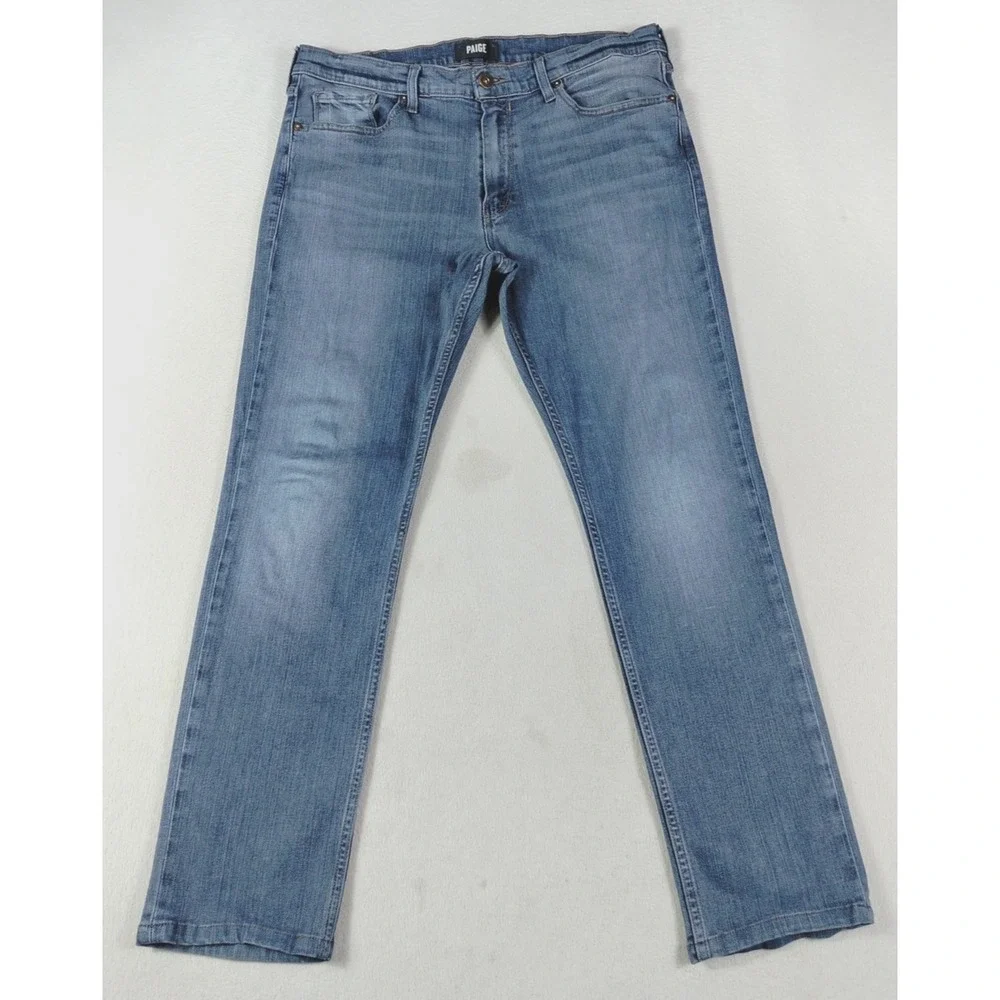 Paige Lennox Jeans Mens 36 Blue Medium Wash Slim Tapered Stretch Denim Casual